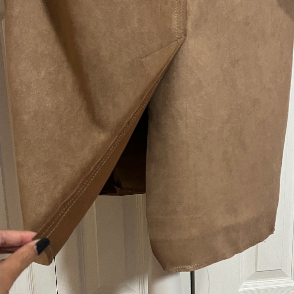 Classic Suede Tan Trench Coat for Women Size Medium - Picture 8 of 11